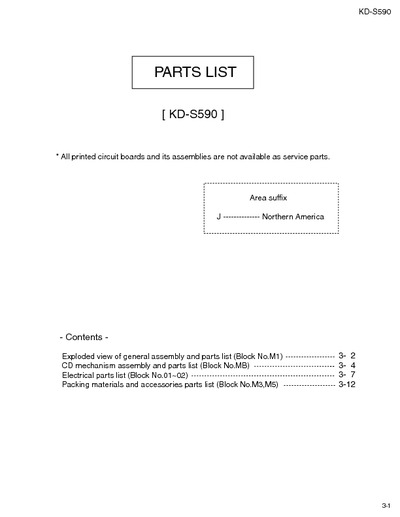 JVC KD-S590 Manual de Partes