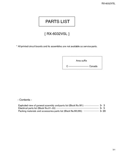 JVC RX-6032VSL Manual de Partes