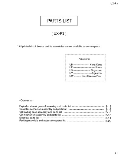JVC UX-p3 Manual de Partes