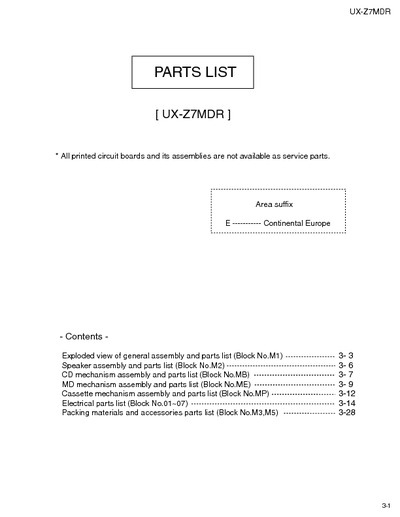 JVC UX-Z7MDR Manual de Partes