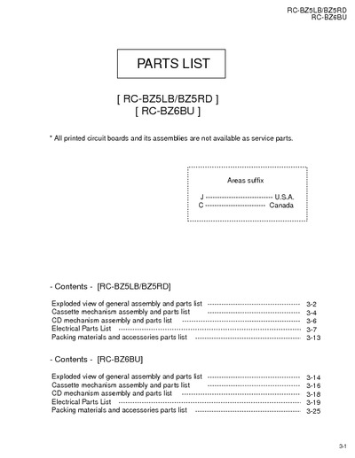 JVC RC-BZ6-BZ5 Manual de Partes