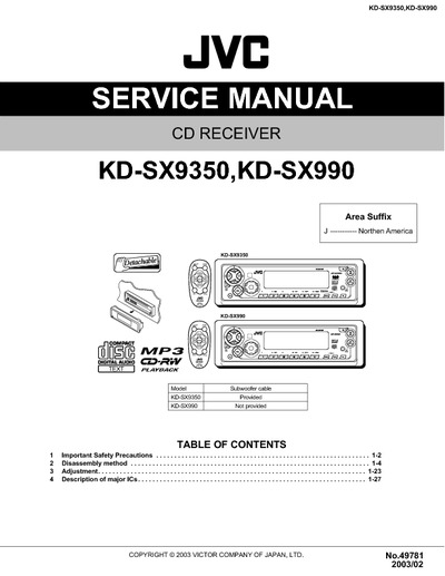 JVC KD-SX9350 KD-SX990