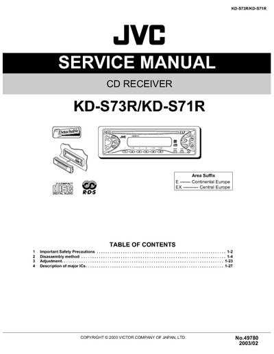 JVC KD-S73R KD-S71R Manual de Servicio
