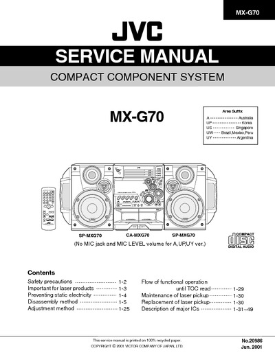 JVC MX-G70UW Manual de Servicio