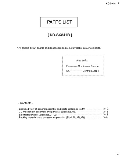 JVC KD-SX841 Manual de Partes