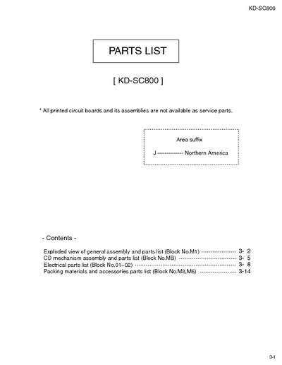 JVC KD-SC800 Manual de Partes