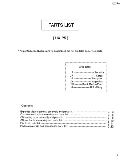 JVC UX-P5P Manual de Partes