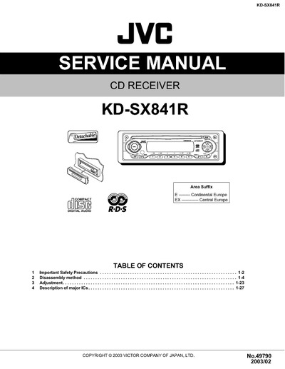 JVC KD-SX841R Manual de Servicio