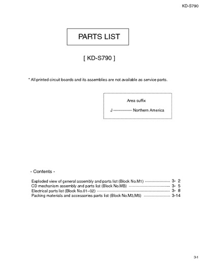 JVC KD-S790 Manual de Partes