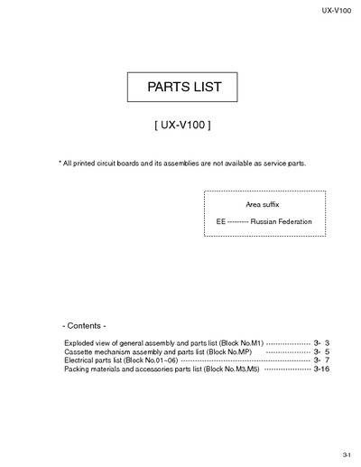 JVC UX-V100 Manual de Servicio