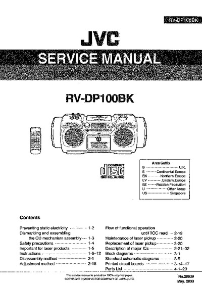 JVC RV-DP100BK Manual de Servicio