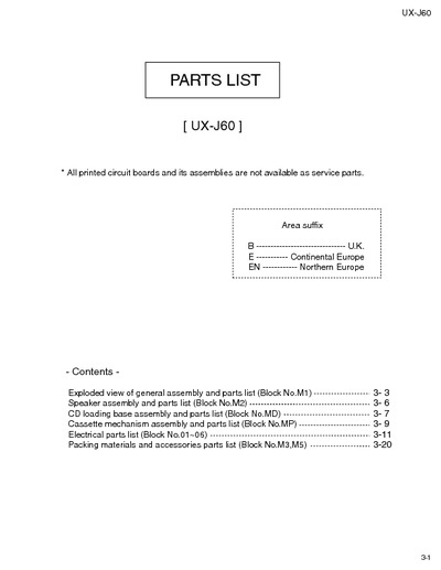 JVC UX-J60 Manual de Partes