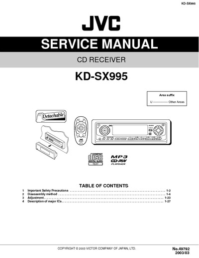 JVC KD-SX995 Manual de Servicio