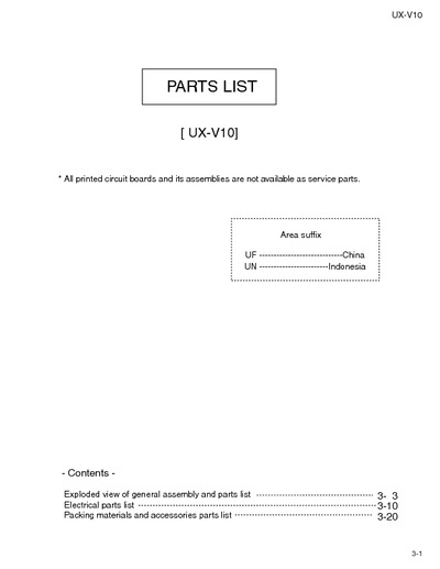 JVC UX-V10 Manual de Partes