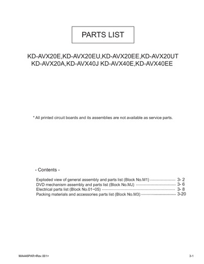 JVC KD-AVX40 Manual de Partes