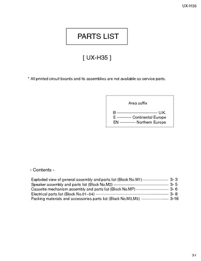 JVC UX-H35 Manual de Partes