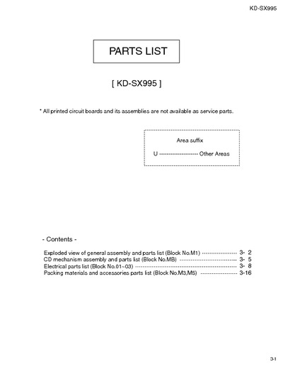 JVC KD-SX995 Manual de Partes