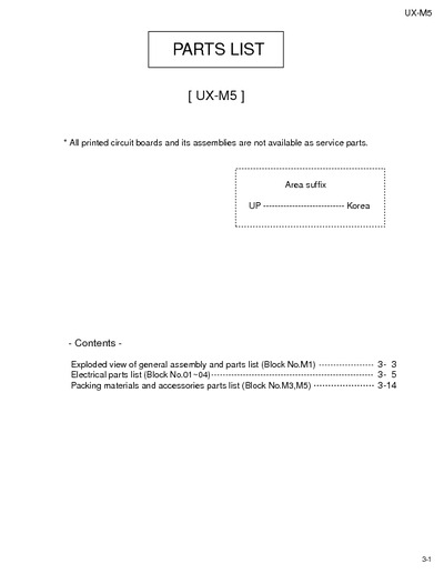 JVC UX-M5 Manual de Partes