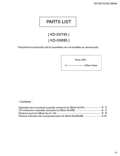 JVC KD-SX745-SX695 Manual de Partes