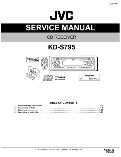 JVC KD-S795 Manual de Servicio