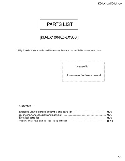 JVC KD-LX100J Manual de Partes