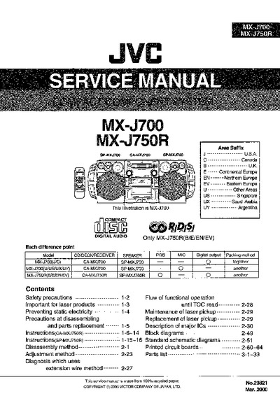 JVC MX-J700 Manual de Servicio