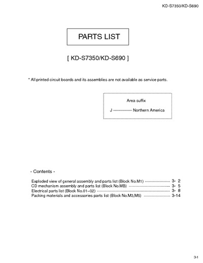 JVC KD-S7350 KD-S690 Manual de Partes