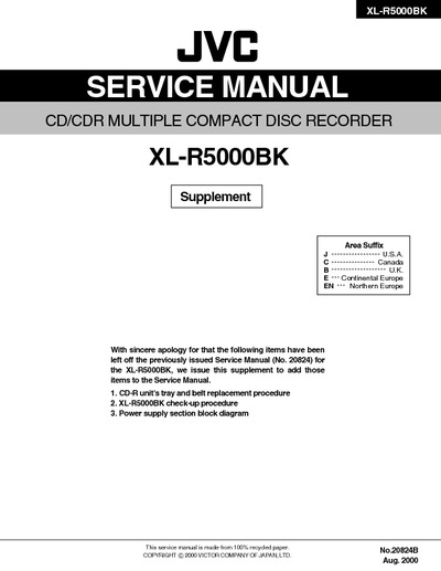 JVC XL-R5000bk Manual de Servicio