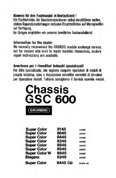 Grundig Super Color GSC600 Chassis