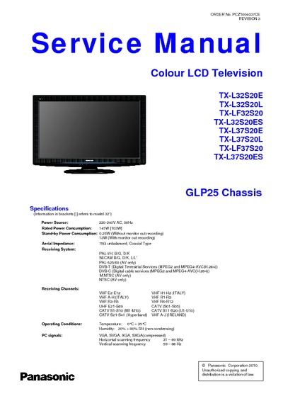 Panasonic TX-L32S20E Chassis: GLP25