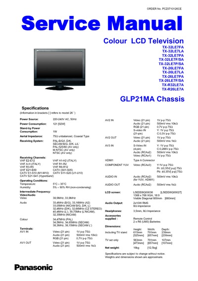Panasonic TX-32LE7PA Chassis: GLP21MA
