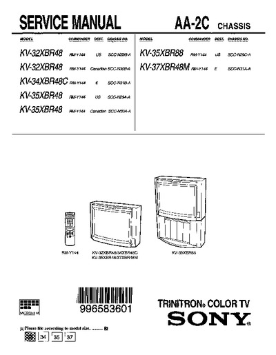 Sony TV KV-32XBR48 Chassis AA2C