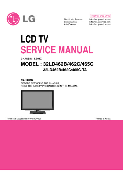 LG 32LD462B /462C, 465C Chassis LB01Z LCD