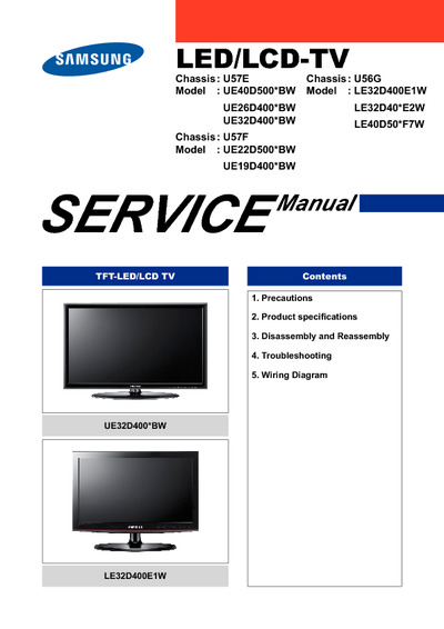 Samsung UE40D500*, LE40D50* LED/LCD TV, Service Manual ...