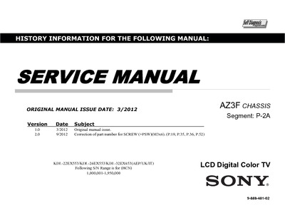 Sony KDL-22EX550, KDL-32EX555 Chassis AZ3F