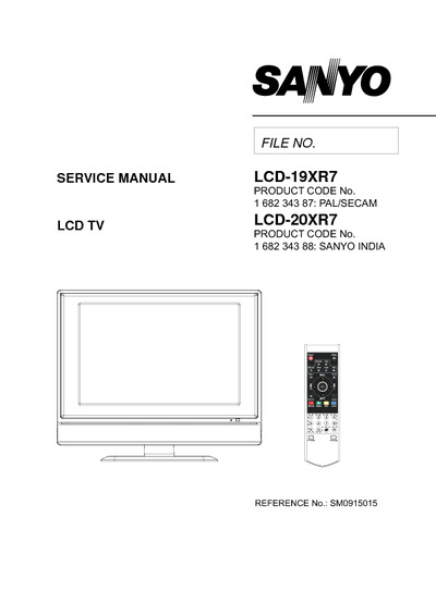 SANYO 19XR7, 20XR7 LCD TV