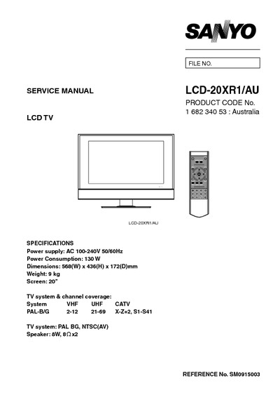 Sanyo 20XR1 LCD TV