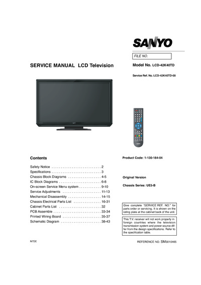 Sanyo 42K40TD LCD