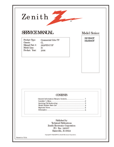 Zenith H27H38DT, H32H38DT Chassis CL