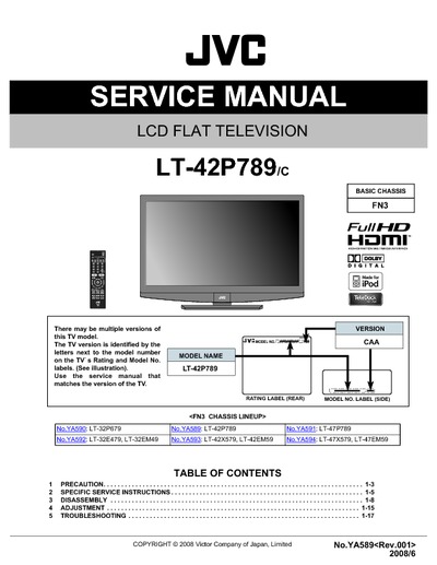 JVC LT-42P789 FN3 LCD