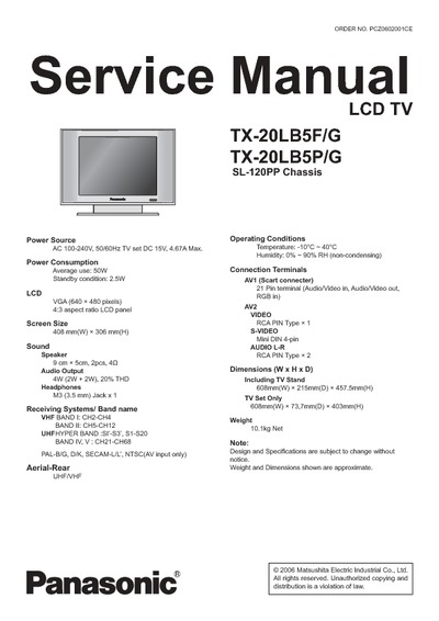 Panasonic TX-20LB5FG SL-120PPP LCD