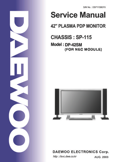 DAEWOO PLASMA PDP MONITOR DP-42SM ch:SP-115
