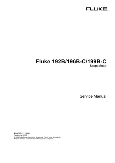 Fluke 192B, 196B-C, 199B-C Scopemeter