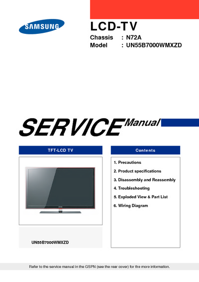 Samsung UN55B7000WMXZD  N72A LCD-TV