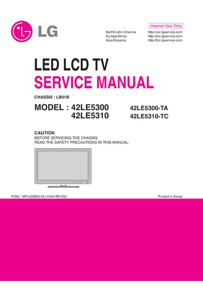 LG 42LE5300, 42LE5310 LB01B LED LCD TV