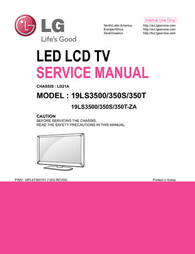LG 19LS350S, 19LS350T, 19LS3500 LED TV Ch LD21A
