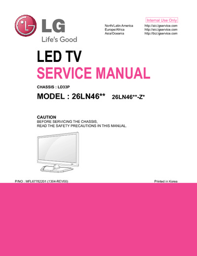 LG 26LN460R, 460U, 467U, 4607 Ch LD33P LED TV