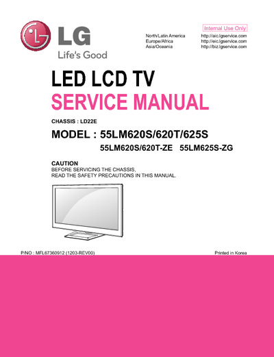 LG 55LM620S, 620T, 625S Ch LD22E LCD LED TV