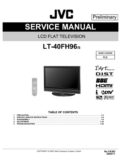 JVC FL3 LT-40FH96 LCD TV