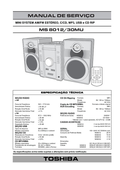 Toshiba MS-8012MU, MS-8030MU